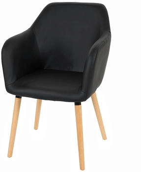 Mendler Esszimmerstuhl Malmö T381 Retro 50er Jahre Design Kunstleder schwarz helle Beine schwarz