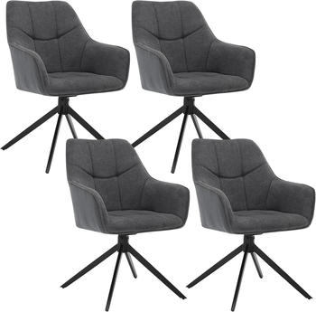 Woltu 4er Set Esszimmerstühle Samt 56x83,5x45 cm dunkelgrau