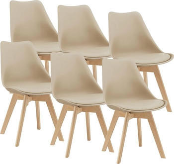 en.casa [ ] Esszimmerstuhl-Set, Beige, Leder, 49x81x57 cm, Esszimmer, , Esszimmerst&uuml;hle, Vierfu&szlig;st&uuml;hle (800000416223)