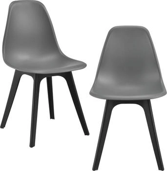 en.casa [ ] 2X Esszimmerstuhl 'Brevik' 83 x 54 x 48 cm Kunststoff Grau/Schwarz (ABEN-024X Esszimmerstuhl Brevik x2)