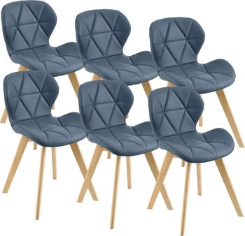 en.casa Esszimmerstuhl &Auml;lmhult 6-er Set 81x57 cm Kunstleder Blau (ACNC-351x Esszimmerstuhl &Auml;lmhult / 3VE)