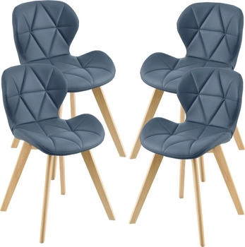 en.casa Esszimmerstuhl Älmhult 4-er Set 81x57 cm Kunstleder Blau (800000415962)