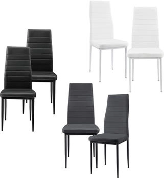 en.casa [ ] Esszimmerstuhl, Schwarz, Leder, 43x96x52 cm, Esszimmer, , Esszimmerstühle, Vierfußstühle (800000416444)