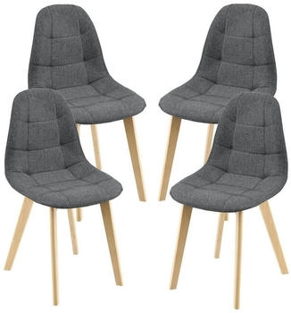 en.casa [ ] Esszimmerstuhl, Grau, Textil, 53x86x47 cm, Esszimmer, , Esszimmerstühle, Vierfußstühle (800000415829)