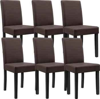 en.casa Polsterstuhl 6er Set Kunstleder Braun Matt (800000415740)