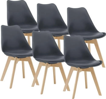 en.casa [ ] Esszimmerstuhl-Set, Grau, Leder, 49x81x57 cm, Esszimmer, , Esszimmerstühle, Vierfußstühle (800000416230)