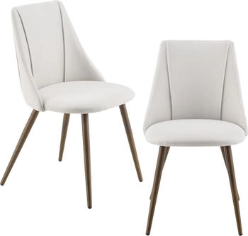 en.casa 2x Polsterstuhl Design Esszimmerstuhl 2er Set Textil Beige Bürostuhl mit Metallbeinen in Holzoptik 2 Stk. [ ] (ABCS-350x Polsterstuhl Danzig)