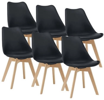 en.casa [ ] Esszimmerstuhl-Set, Schwarz, Leder, 49x81x57 cm, Esszimmer, , Esszimmerst&uuml;hle, Vierfu&szlig;st&uuml;hle (800000416324)