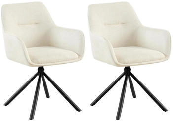 CLP CLP 2er Set Stuhl Tipton Stoffbezug I Schwenkbarer Esszimmerstuhl mit Stoffbezug I Polsterstuhl mit Rückenlehne I Sessel Farbe:Creme (326542)
