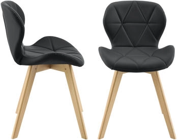 en.casa Esszimmerstuhl »Älmhult« 6er Set Stuhl 78x47x52 cm Kunstleder Schwarz schwarz | schwarz (ACNC-3518)