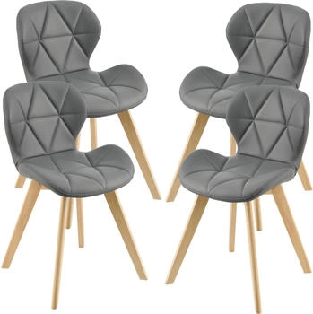 en.casa [ ] Esszimmerstuhl &Auml;lmhult 4-er Set 78x47x52 cm Kunstleder Buche Wohnzimmerstuhl K&uuml;chenstuhl Grau (ACNC-3517)