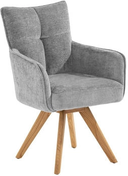 set one by Musterring Tucson Armlehnstuhl mit Drehfunktion und 2 Gestellvarianten - Chenille Perfekt Harmony grey - Stativgestell Eiche massiv grau natur (001475009306)