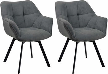 CLP CLP Esszimmerstuhl Dunkelgrau Textil 60x81x59 cm Esszimmer Esszimmerst&uuml;hle Armlehnenst&uuml;hle (326524)