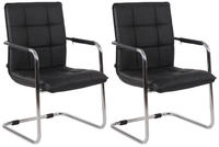 2er Set St&uuml;hle Gandia Kunstleder Schwarz Chrom