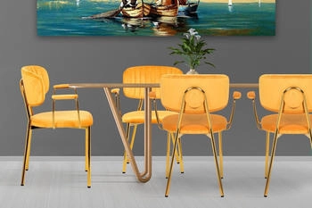 Kayoom Stuhl-Set Orange Gold Metall Kunststoff 63x80x51 cm (005937042302)