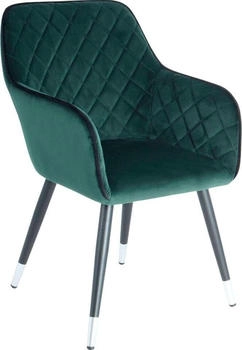 Kayoom Armlehnstuhl Schwarz Dunkelgrün Metall Kunststoff 58.8x86x61 cm Esszimmer Esszimmerstühle Armlehnenstühle (6Z9XM)
