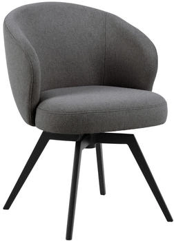 Mid.you Armlehnstuhl Grau Schwarz Textil eckig 58.5x80x60 cm FSC Mix Sitzfläche 360° drehbar automatische Rückholfunktion (001749063002)
