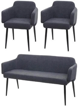 MCW Esszimmer-Set Anthrazit Textil 133x77x56 cm Esszimmer Esszimmerstühle Armlehnenstühle (800000678629)