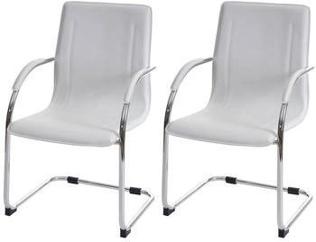 MCW 2er-Set Konferenzstuhl Perm Besucherstuhl Freischwinger weiß (44485)
