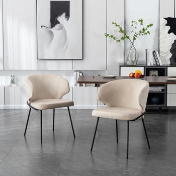 Home Deluxe Polsterstuhl AMARA- 4 Stück Farbe: Samt Beige - weiche Polsterung bis 120 kg belastbar I Küchenstuhl Speisestühle Esszimmerstühle (55991)