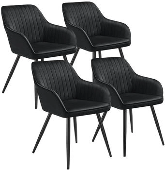 TecTake Esszimmerstuhl Schwarz Schwarz Metall Pappel 58x82x62 cm Esszimmer Esszimmerstühle Armlehnenstühle (405733)