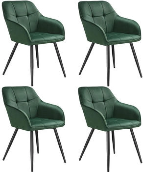 TecTake Esszimmerstuhl Dunkelgrün Schwarz Kunststoff Pappel 58x82x62 cm Esszimmer Esszimmerstühle Armlehnenstühle (405773)