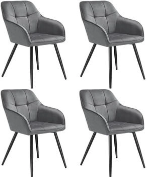 TecTake ® Esszimmerstuhl gepolstert in Samtoptik gesteppt schlanke Stahlbeine 58 x 62 x 82 cm (405769)