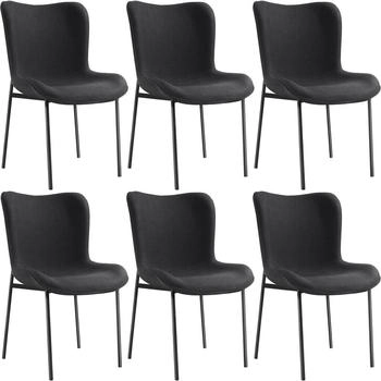 TecTake GmbH Polsterstuhl Tessa 6er SetWebstoff schwarz/schwarz - schwarz Polyester 405657