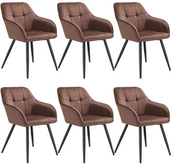 TecTake ® Esszimmerstuhl gepolstert in Samtoptik gesteppt schlanke Stahlbeine 58 x 62 x 82 cm (405778)