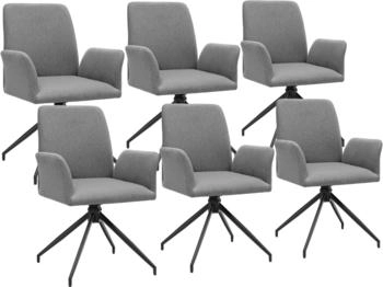 TecTake Drehbarer Armlehnstuhl Daya gepolstert - anthrazit 6er Set 58.00 x 55.50 x 87.00 cm (TT406193)