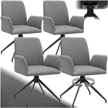 TecTake Drehbarer Armlehnstuhl Daya gepolstert - anthrazit 4er Set 58.00 x 55.50 x 87.00 cm (TT406192)