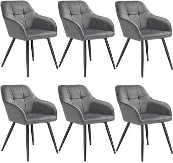 TecTake Esszimmerstuhl Grau Schwarz Kunststoff Pappel 58x82x62 cm Esszimmer Esszimmerstühle Armlehnenstühle (405770)