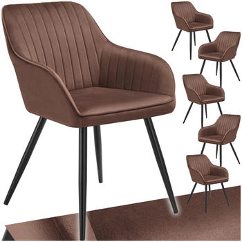 TecTake ® Esszimmerstuhl gepolstert in Samtoptik gesteppt schlanke Stahlbeine 58 x 62 x 82 cm (405746)