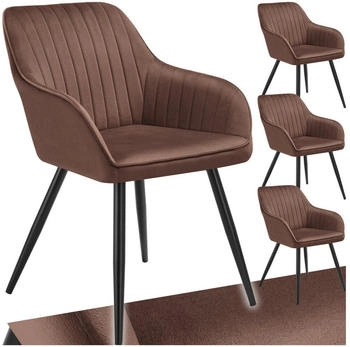 TecTake Esszimmerstuhl Marilyn (Set. 4 St) Extra weicher Samtbezug mit stilvollem Steppmuster braun/schwarz (405745)