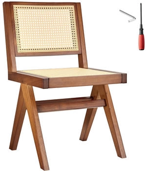 TecTake Holzstuhl Esszimmerstuhl massivholz Retro Design Wiener Geflecht 120kg belastbar (800001095232)