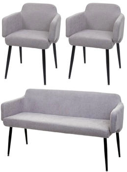 MCW Esszimmer-Set Grau Textil 133x77x56 cm Esszimmer Esszimmerstühle Armlehnenstühle (800000678642)