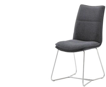 MCA Furniture 2er Set Kufenstuhl Hampton - Edelstahl gebürstet / Chenille-Optik... (HAKE51AN)
