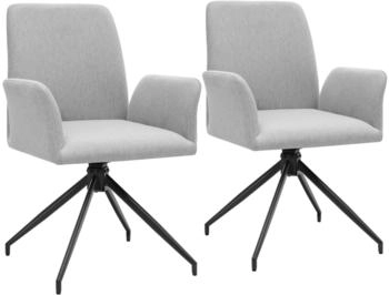 TecTake Drehbarer Armlehnstuhl Daya gepolstert - hellgrau 2er Set 58.00 x 55.50 x 87.00 cm (TT405980)