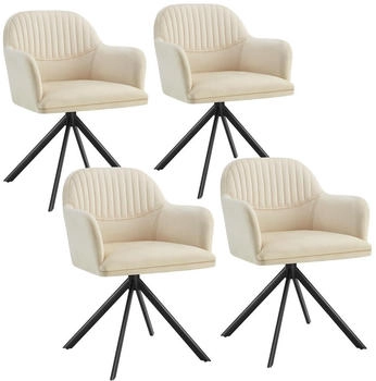 TecTake Samt-Drehstuhl Lona mit dicker Polsterung - creme/schwarz 4er Set 59.00 x 56.00 x 81.00 cm (405688)