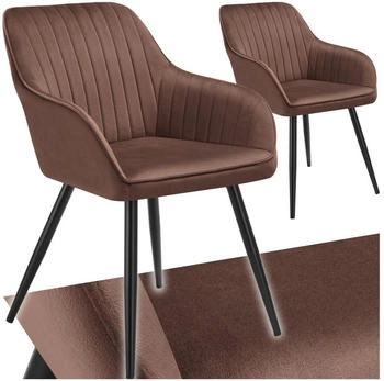 TecTake Esszimmerstuhl Marilyn (Set. 2 St) Extra weicher Samtbezug mit stilvollem Steppmuster braun/schwarz (405744)