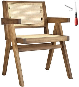 TecTake Esszimmerstuhl Lissy mit Wiener Geflecht Belastbarkeit 120 kg - Eiche hell pro Stück 56.50 x 59.50 x 82.50 cm (TT405888)