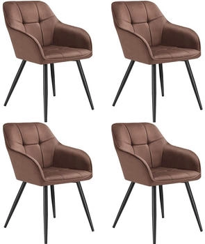 TecTake Esszimmerstuhl Marilyn (Set. 4 St) Extra weicher Samtbezug mit elegantem Steppmuster braun/schwarz (405777)