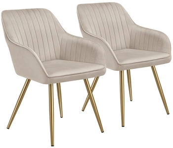 TecTake Esszimmerstuhl Taupe Gold Kunststoff Pappel 58x82x62 cm Esszimmer Esszimmerstühle Armlehnenstühle (405756)