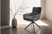 byLIVING Esszimmerstuhl "Pura" (Set) 2 Stk.Sitzschale 360drehbar, Metall schwarz,