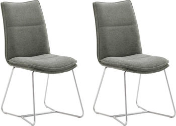 MCA Furniture 2er Set Kufenstuhl Hampton/Chenille-Optik in Olive (HAKE51OL)