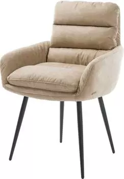 DeLife Esszimmerstuhl Abelia-Flex mit Armlehnen Mikrofaser (26384) schwarz/beige