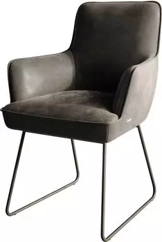 DeLife Esszimmerstuhl Heira-Flex mit Armlehnen Mikrofaser (37428) schwarz/anthrazit