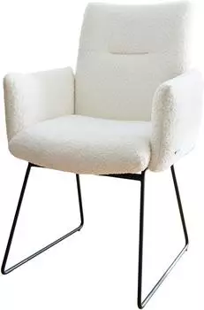 DeLife Esszimmerstuhl Jova-Flex mit Armlehnen Bouclé (36898) schwarz/weiß