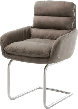 DeLife Freischwinger Abelia-Flex mit Armlehnen Mikrofaser (25929) taupe