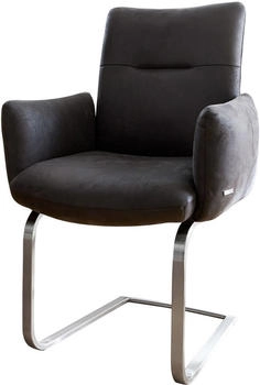 DeLife Freischwinger Jova-Flex mit Armlehnen Mikrofaser (36871) anthrazit